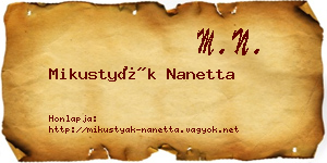 Mikustyák Nanetta névjegykártya